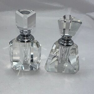 Vintage Engraved Signature Olga Cassini Elegant Crystal Perfume Bottles